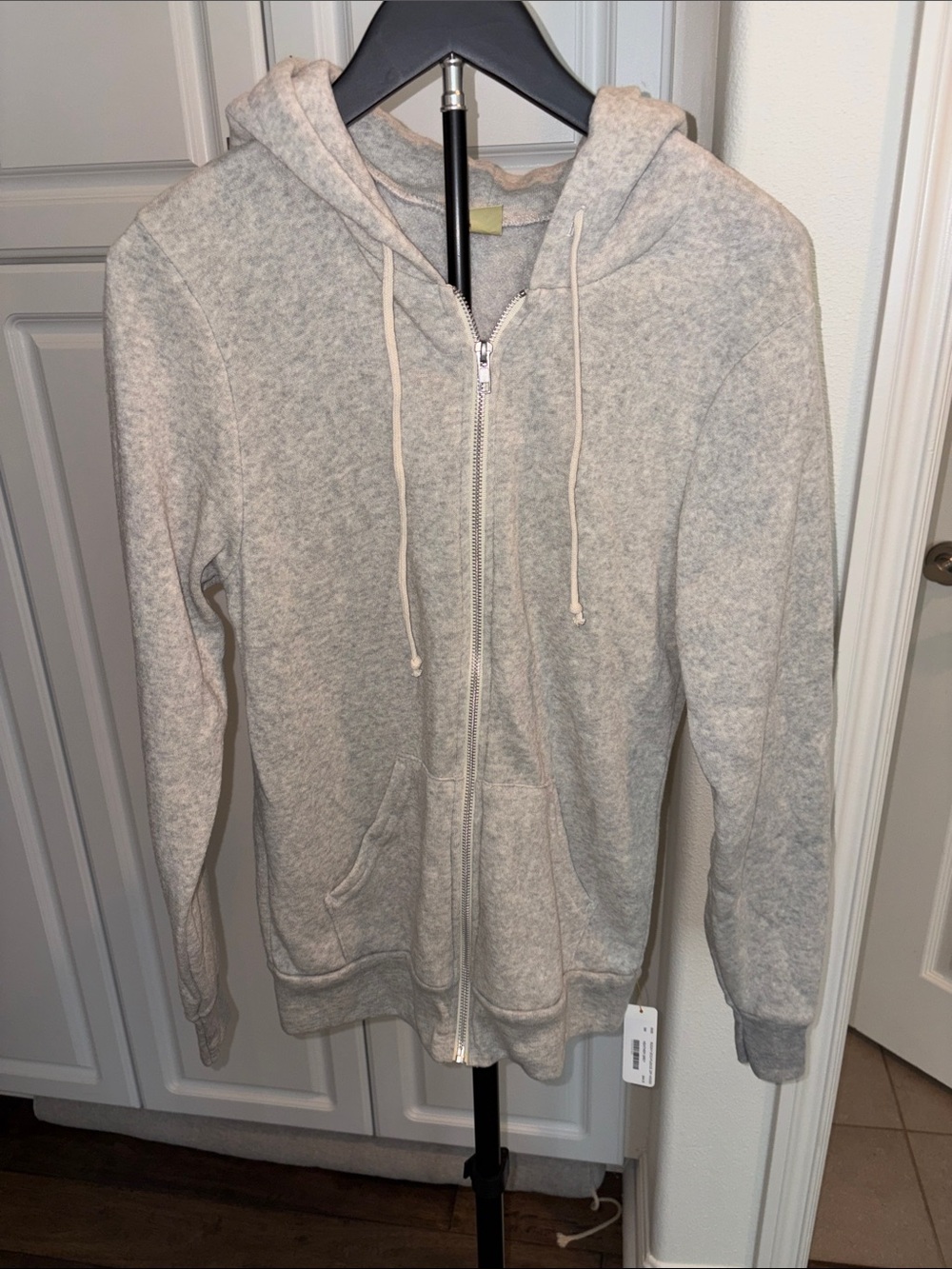 Unisex Alternative Apparel Hooded Full-Zip Sweater Jacket - Light Gray